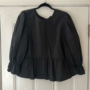H&M peplum, tie back bow blouse